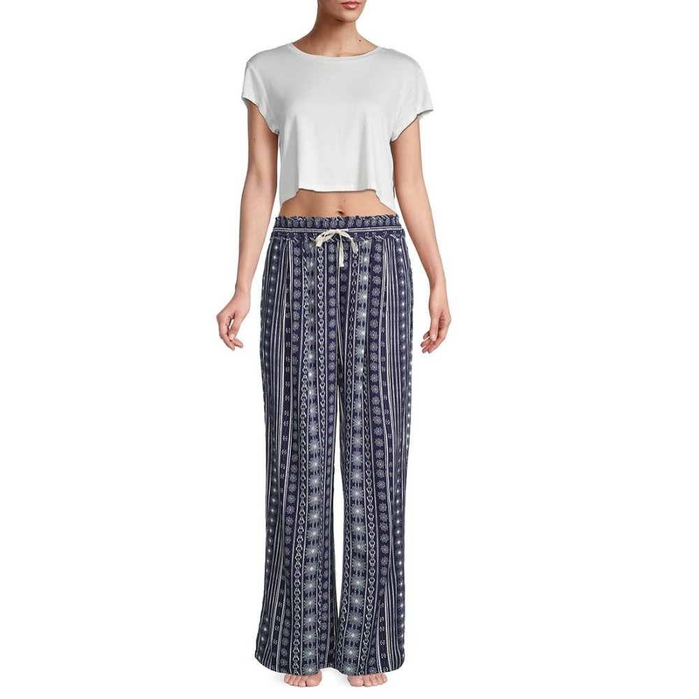 NWT: FREE PEOPLE Moonshadow Pajamas In Navy Bellissima Bandana (Nordstrom), Sz L